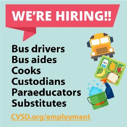 We\'re hiring www.cvsd.org/employment